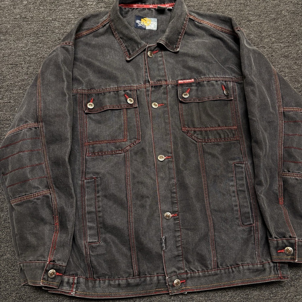 Southpole SPG Function Denim Jacket Mens Large Black Y2K Streetwear 2K Rare